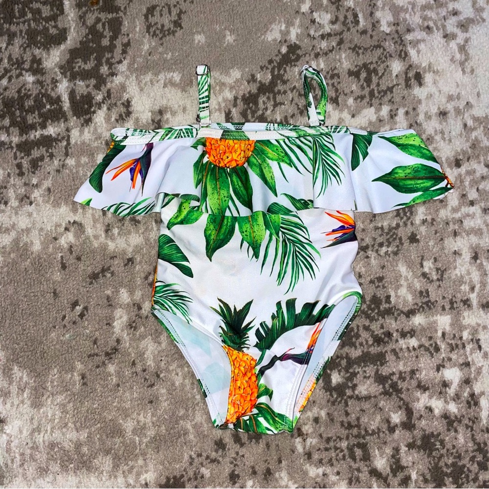 Boutique baby SWIM suit one piece tropical print 12-18M